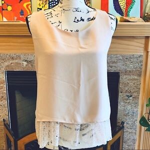 Zara Cream Tank Top with Lace Detail Size Medium